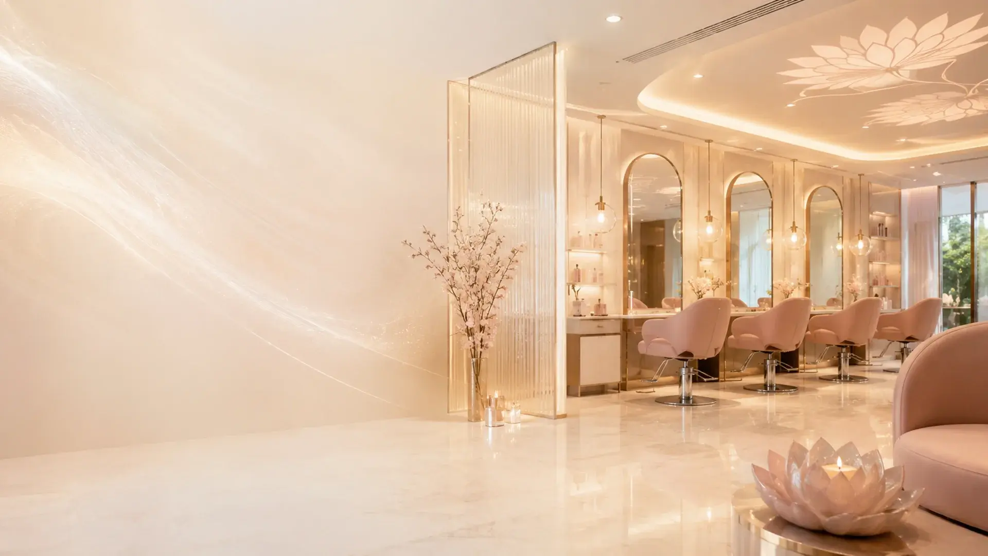 Premium beauty and wellness experience with warm editorial art direction